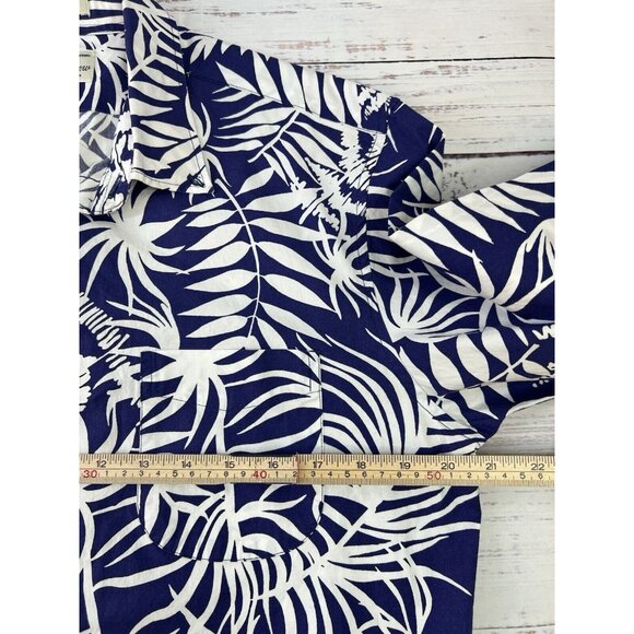 J Crew shirt Mens L Blue Floral Printed Long-Sleeve Slim Stretch Casual Tropical - Picture 7 of 12